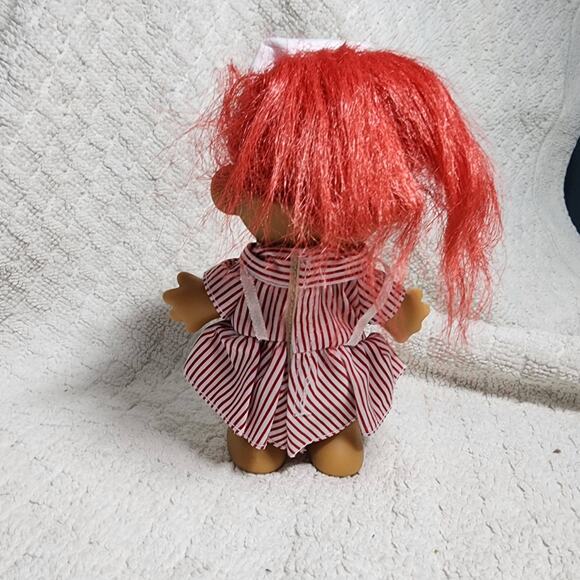 Vintage 90s Troll Doll 4 1/2" Russ Candy Striper Hospital Volunteer Red Hair - Picture 2 of 3